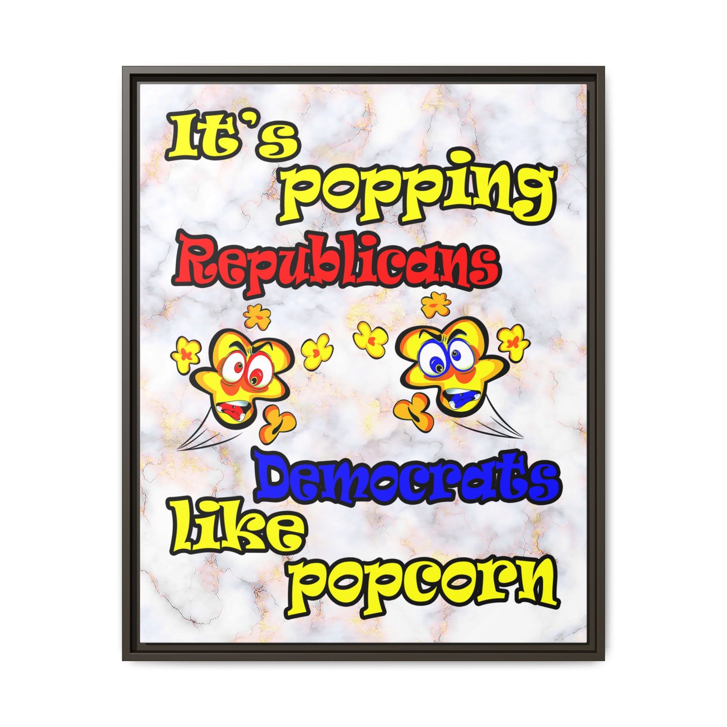 popping like popcorn - framed canvas art (white marble)