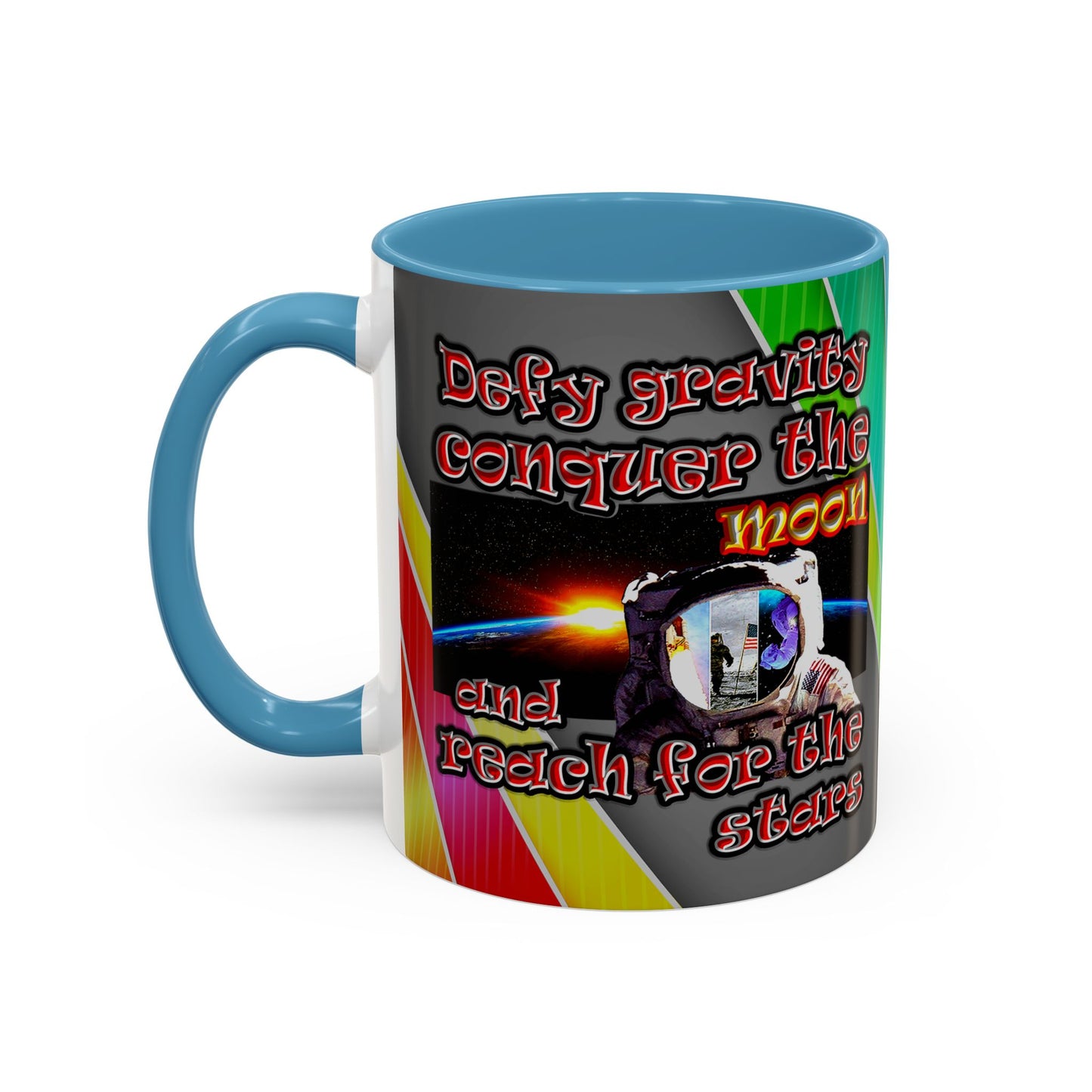 defy conquer reach - Accent Mug (rainbow split)