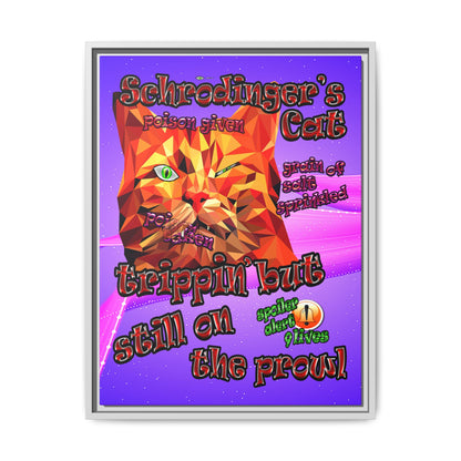 schrodinger's cat - framed canvas art (purple-pink wave)