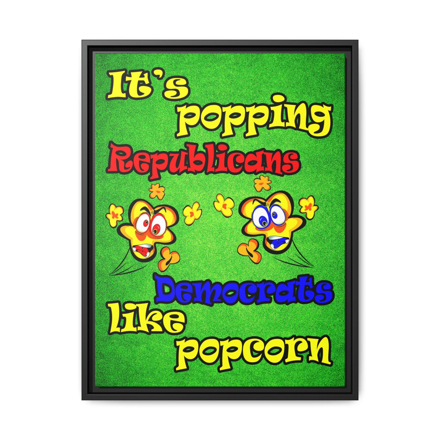 popping like popcorn - framed canvas art (green turf)