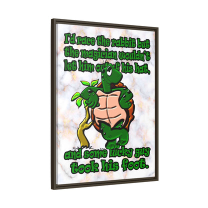 turtle race - framed canvas art (white marble)