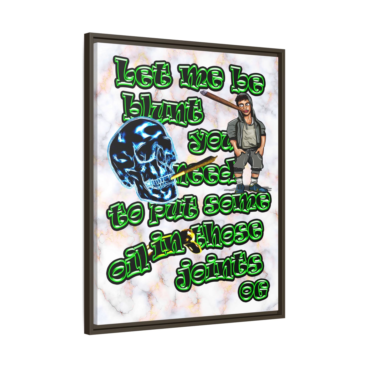 og - framed canvas art (white marble)