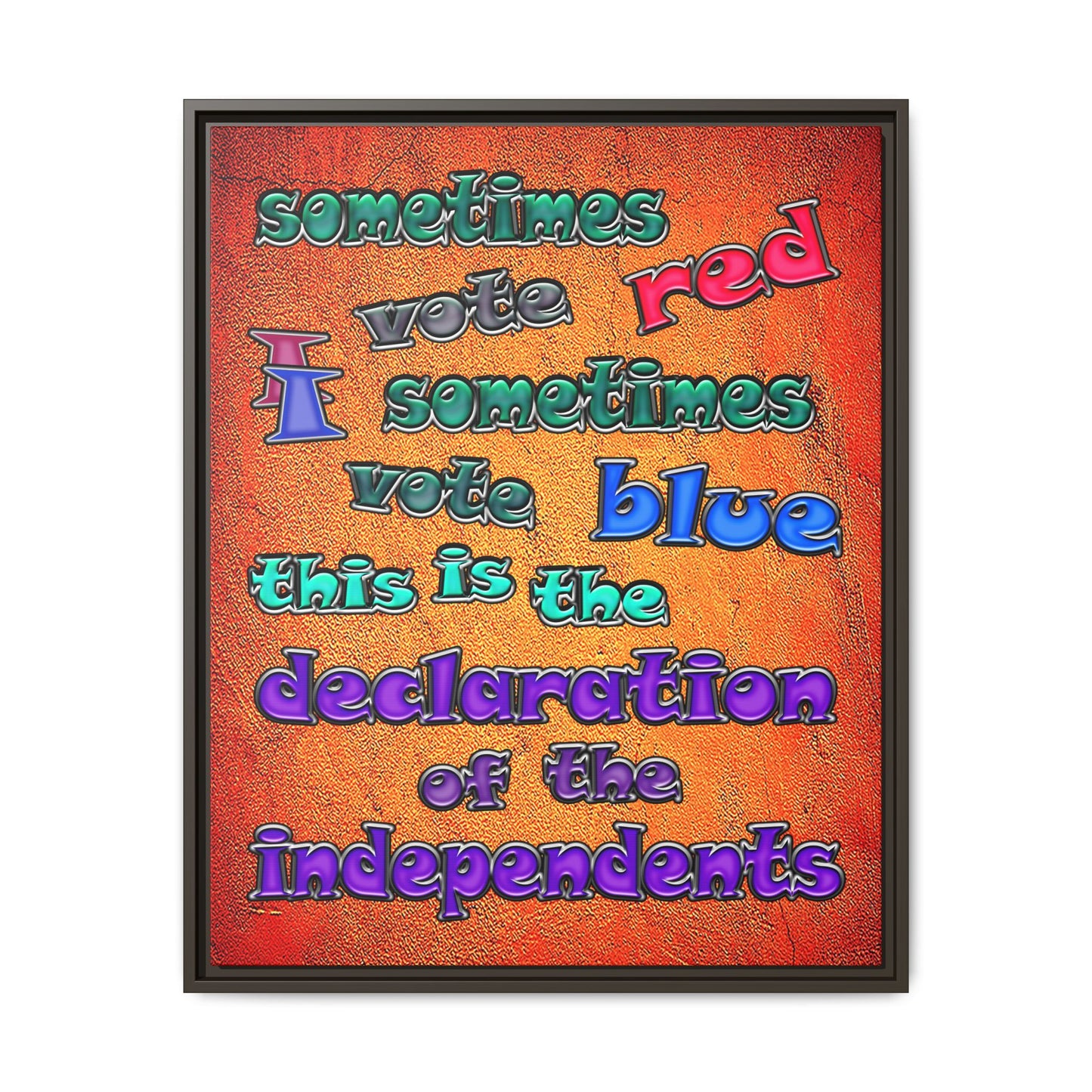 declaration of the independents - framed canvas art (burnt orange)