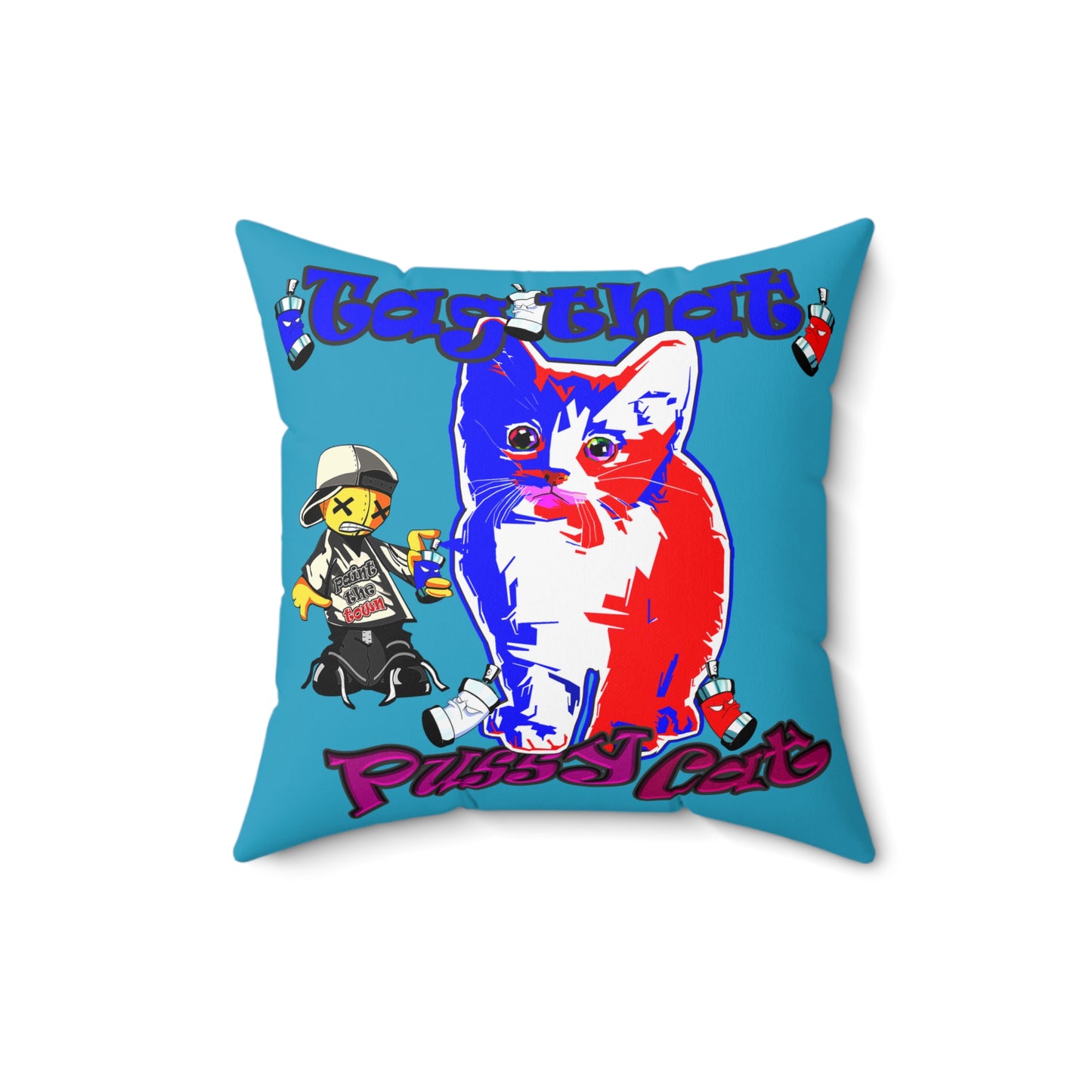 tag that - Spun Polyester Square Pillow - (turquoise)