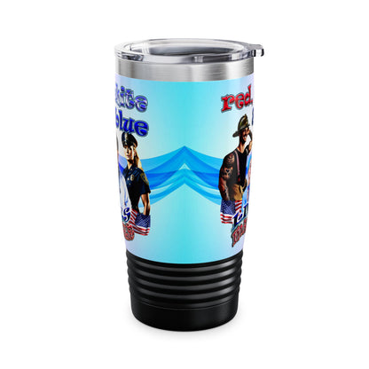 rw&b lives matter - Ringneck Tumbler, 20oz (light blue-pink wave)