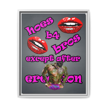 hoes b4 bros - framed canvas art (grey-light grey)