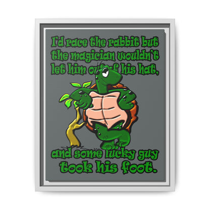 turtle race - framed canvas art (dark grey)