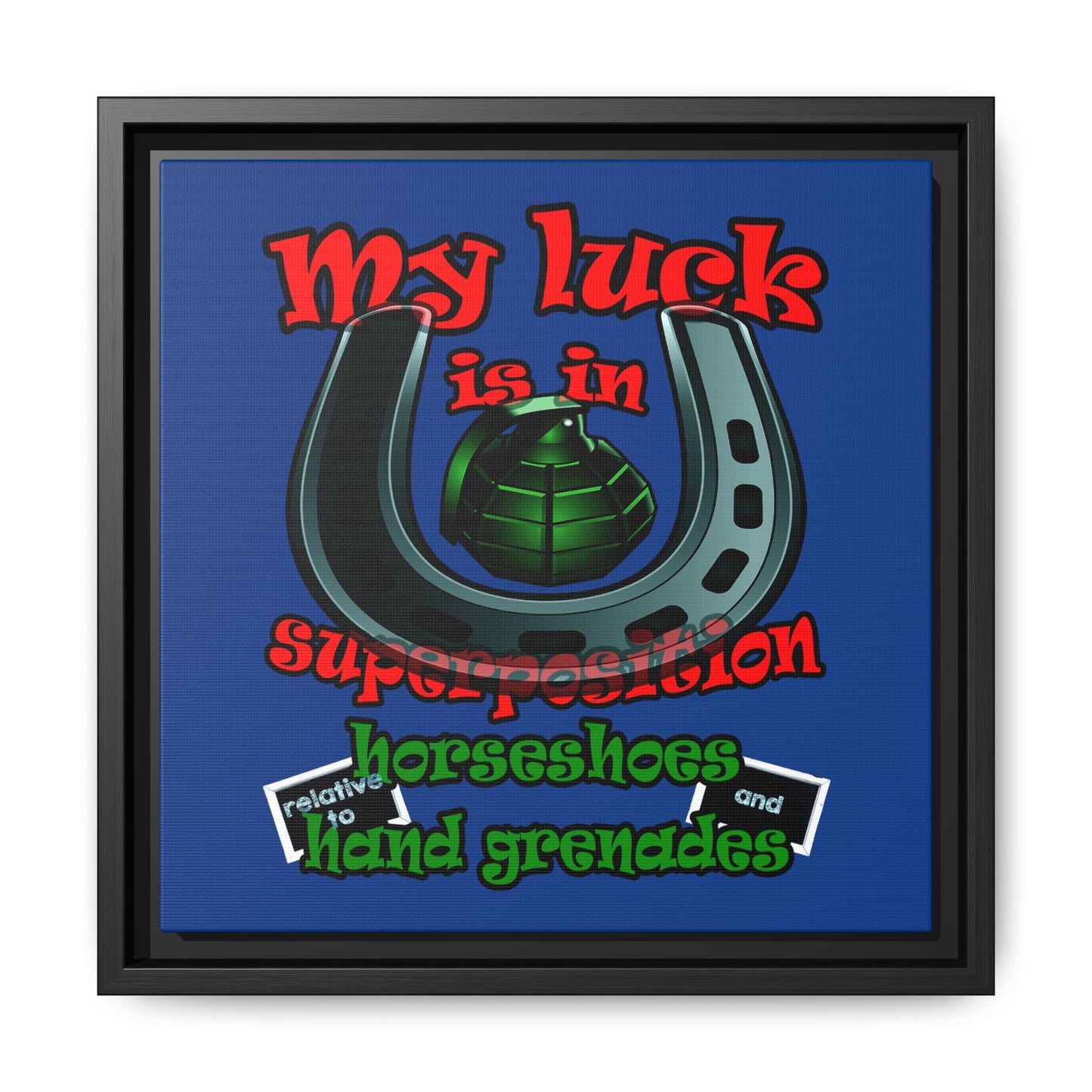 my luck - framed canvas art (dark blue)