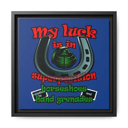 my luck - framed canvas art (dark blue)