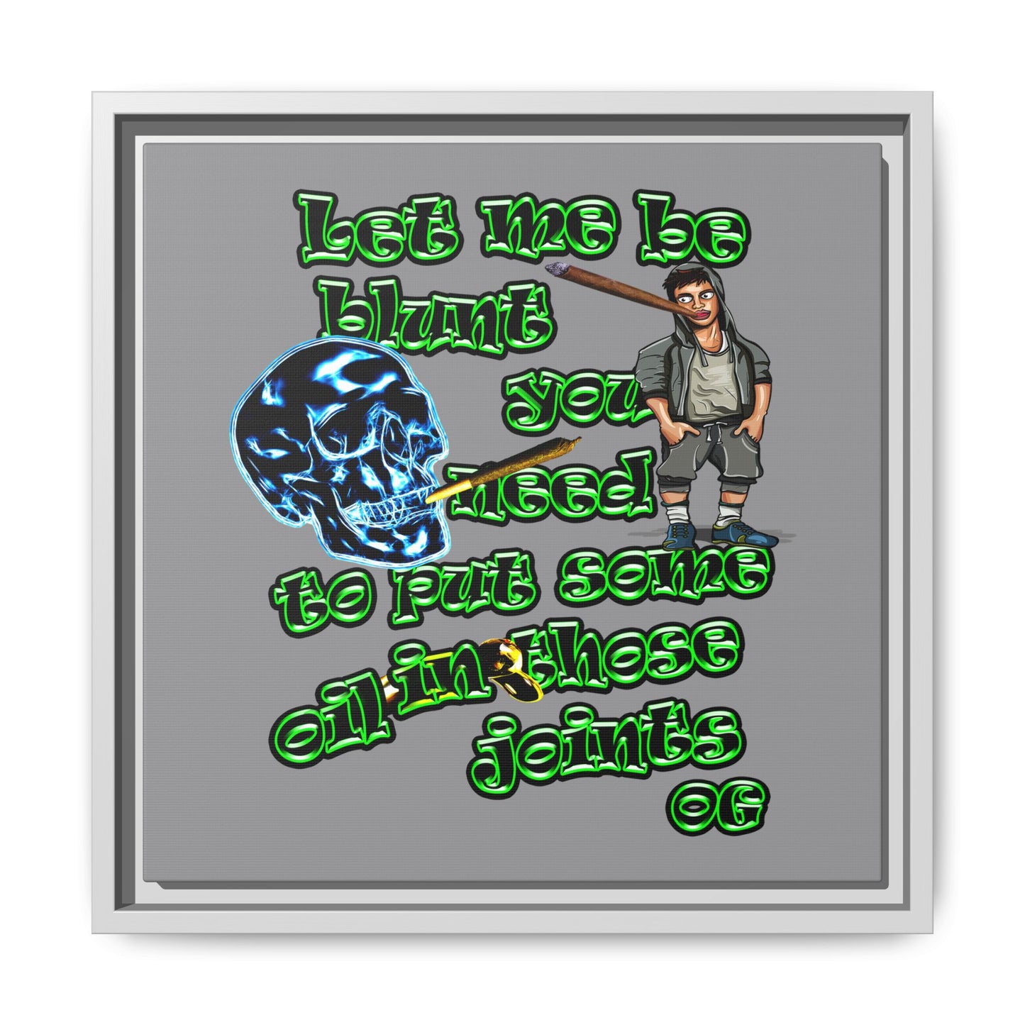 og - framed canvas art (grey)