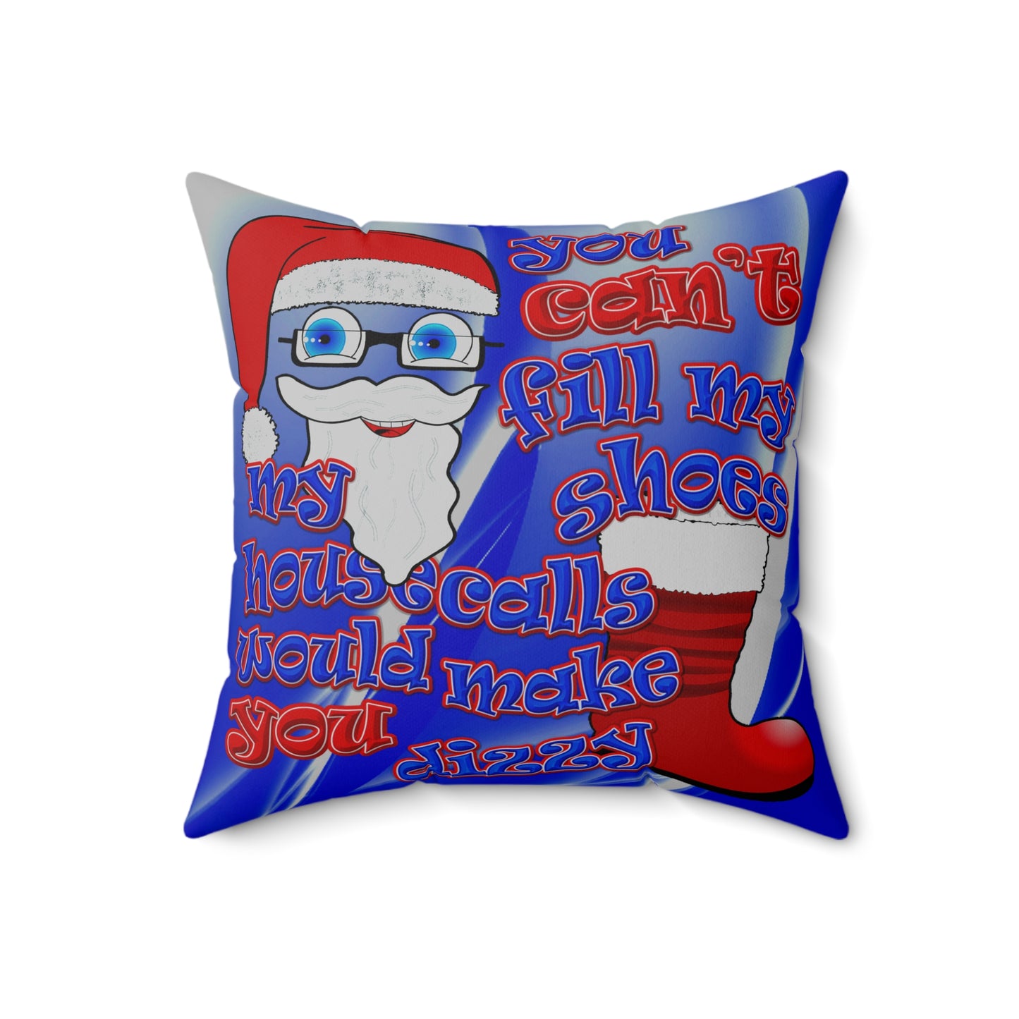 santa's shoes - Spun Polyester Square Pillow - (blue-white wave)