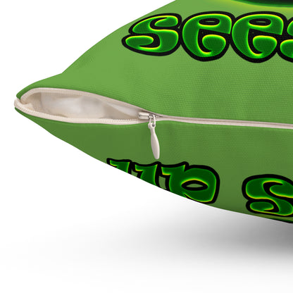 green monster - Spun Polyester Square Pillow - (green)