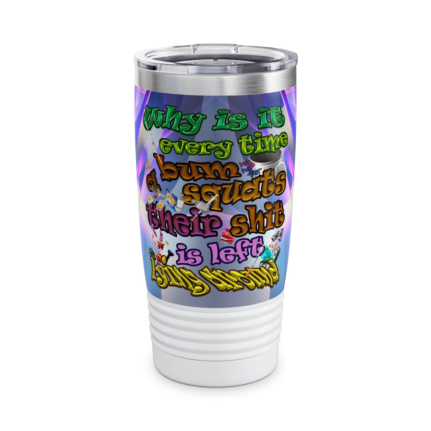 the bum's shit - Ringneck Tumbler, 20oz (grey-pink wave)