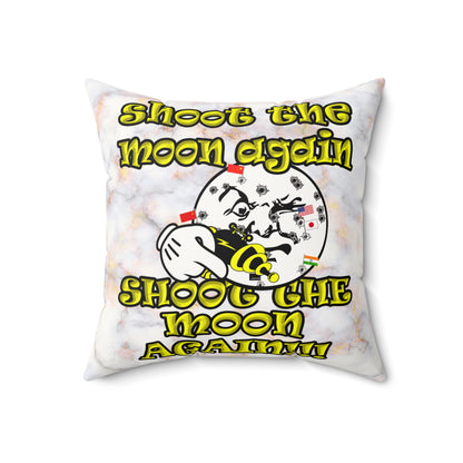 shoot the moon again - Faux Suede Square Pillow - (white marble)