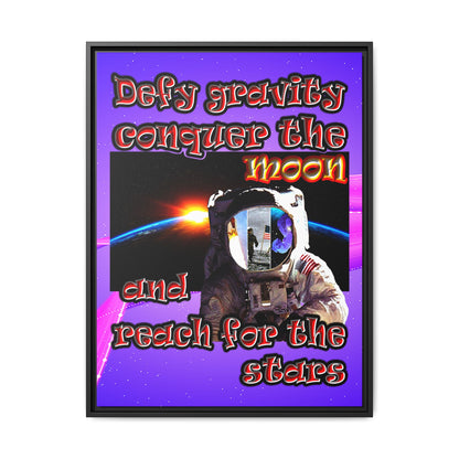 defy conquer reach - framed canvas art (purple-pink wave)