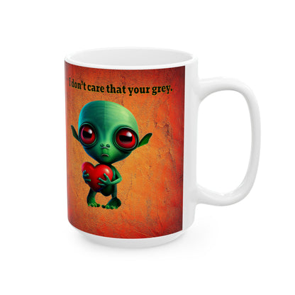 I don't care that your grey - White Mug (burnt orange)