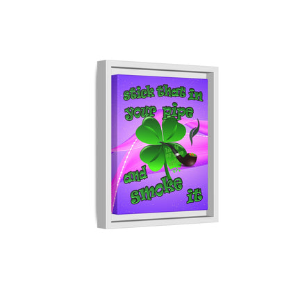 stick that in your pipe and smoke it - framed canvas art (purple-pink wave)