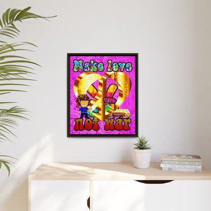 love peace - framed canvas art (pink swirl)