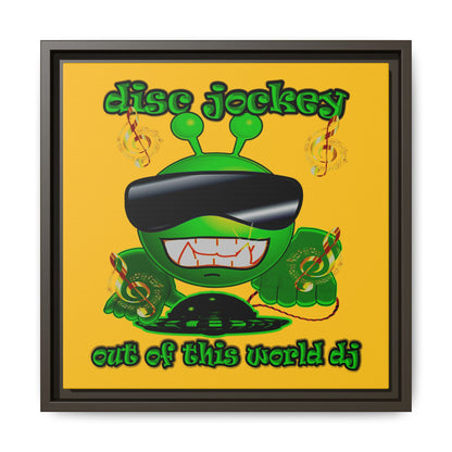 disc jockey - framed canvas art (yellow)