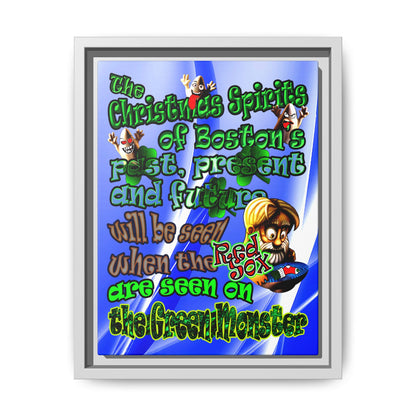 christmas spirits of boston - framed canvas art (blue-white wave)