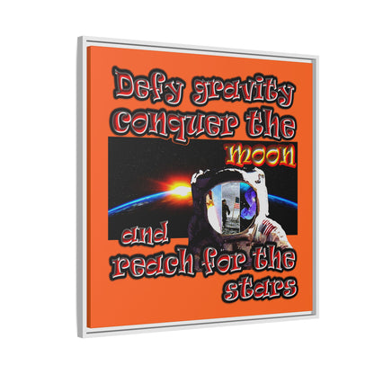 defy conquer reach - framed canvas art (orange)