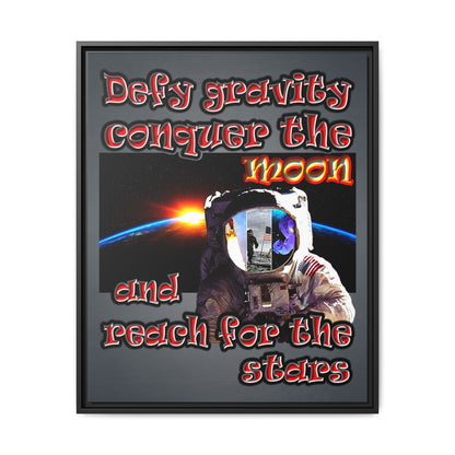 defy conquer reach - framed canvas art (grey-light grey)