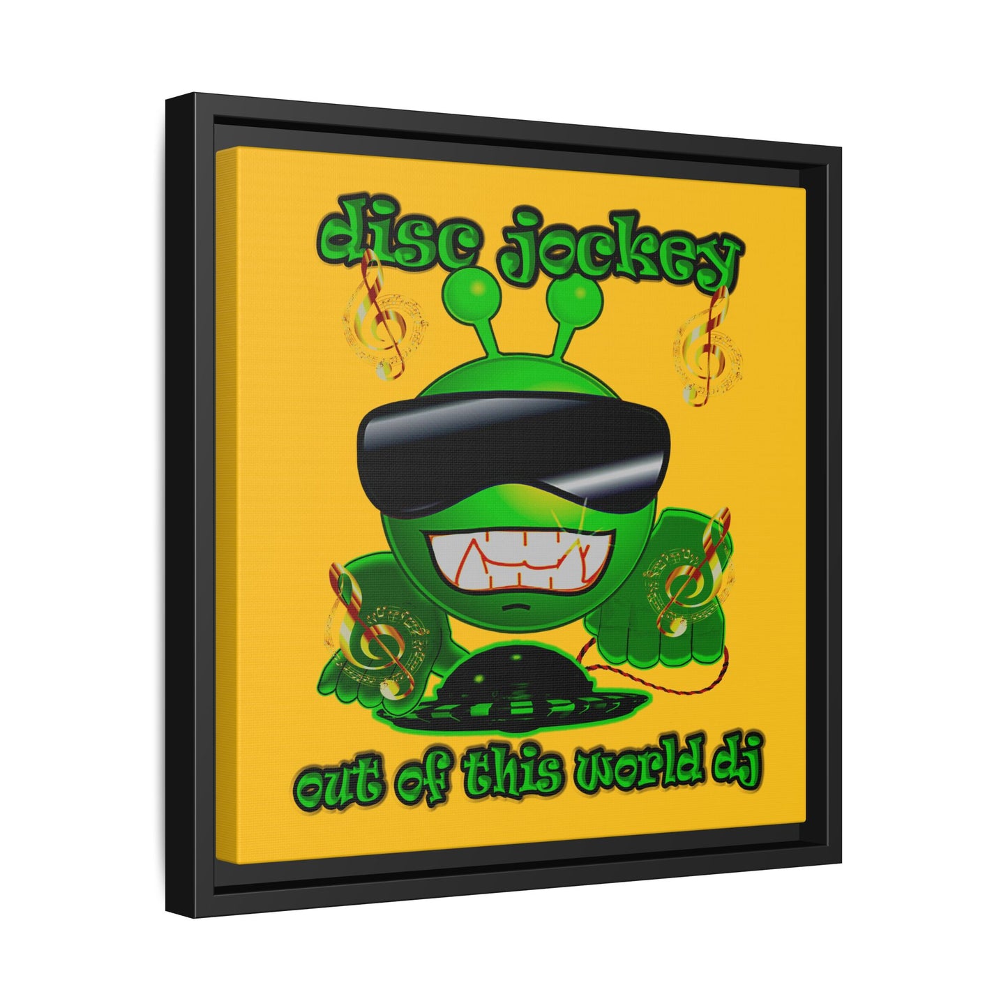 disc jockey - framed canvas art (yellow)