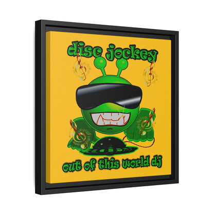 disc jockey - framed canvas art (yellow)