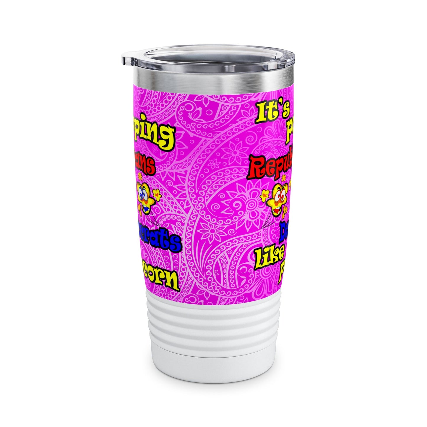 popping like popcorn - Ringneck Tumbler, 20oz (pink swirl)