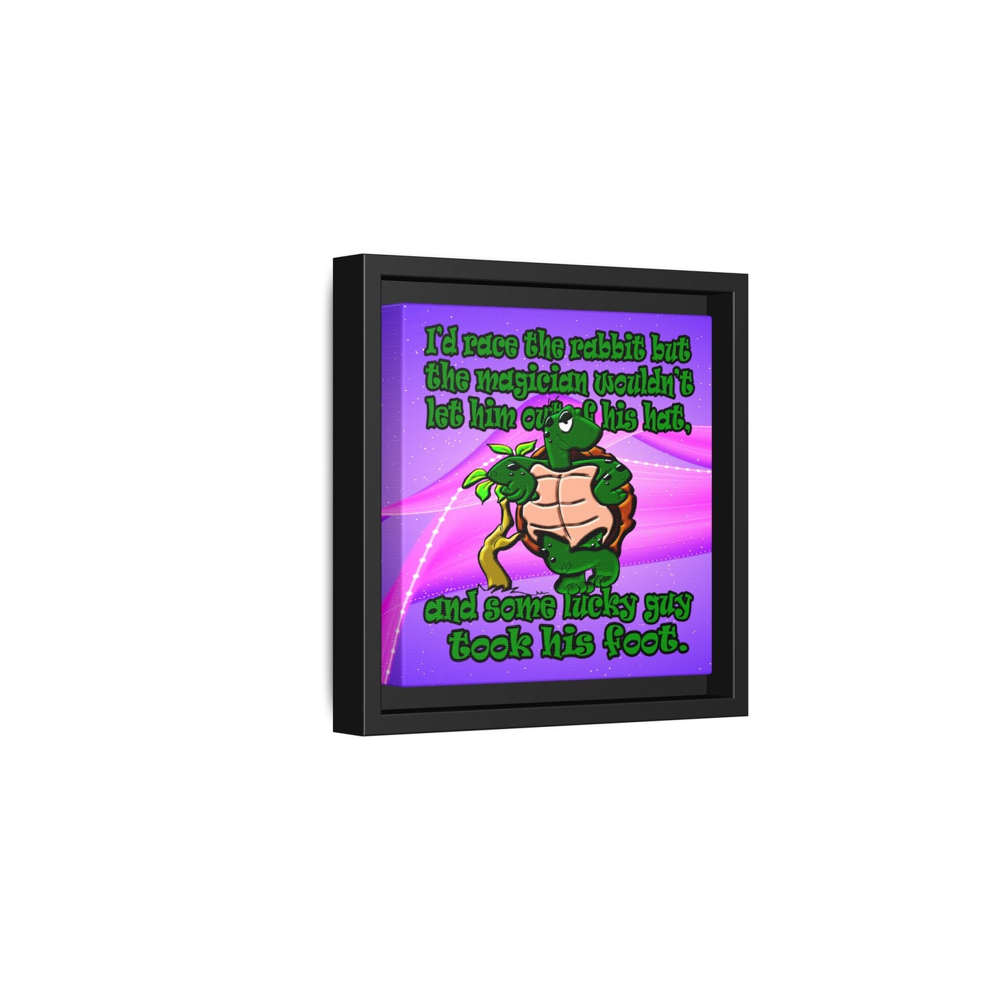 turtle race - framed canvas art (purple-pink wave)