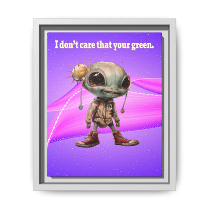 I don't care that your green - framed canvas art (purple-pink wave)