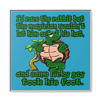 turtle race - framed canvas art (turquoise)