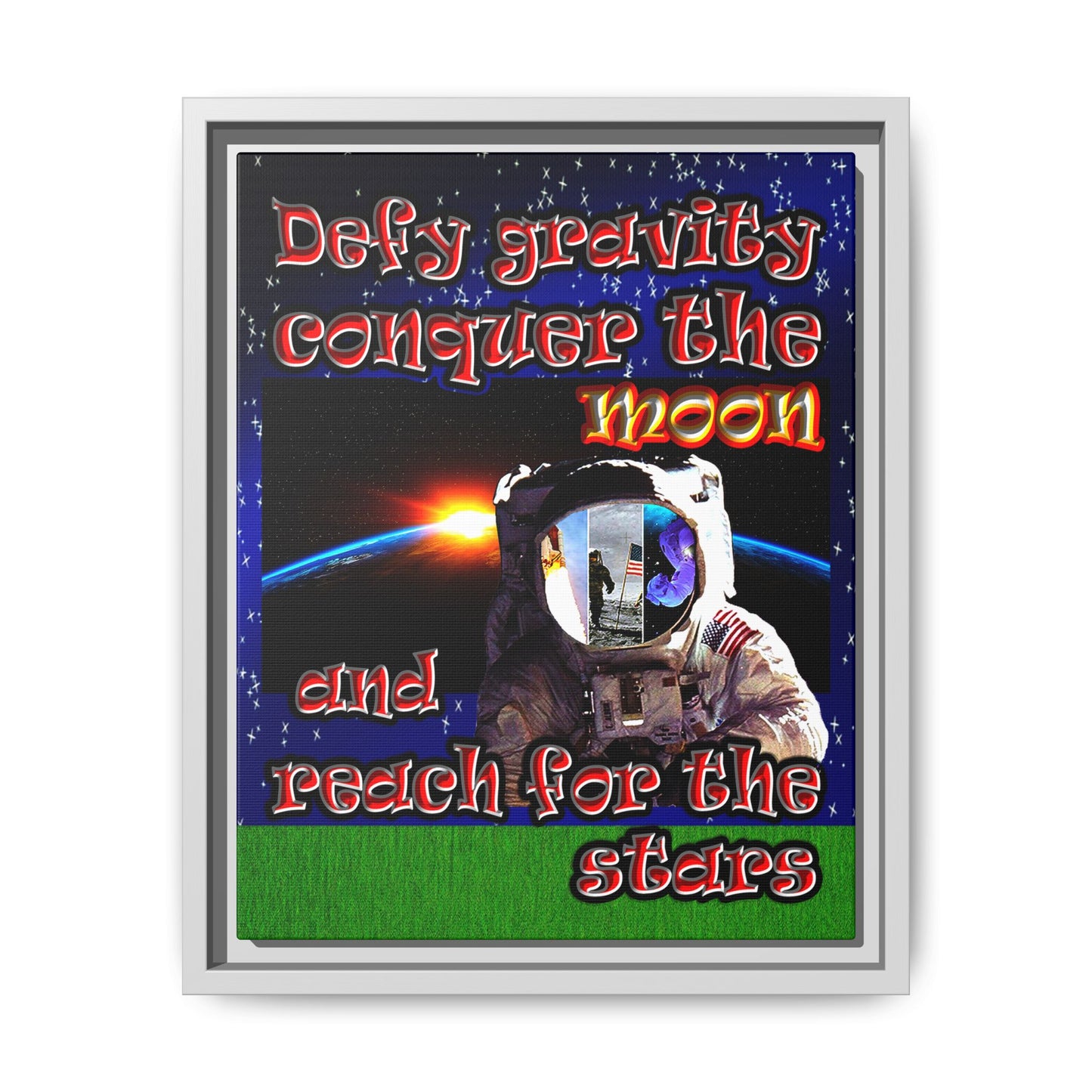 defy conquer reach - framed canvas art ('snoops' background)