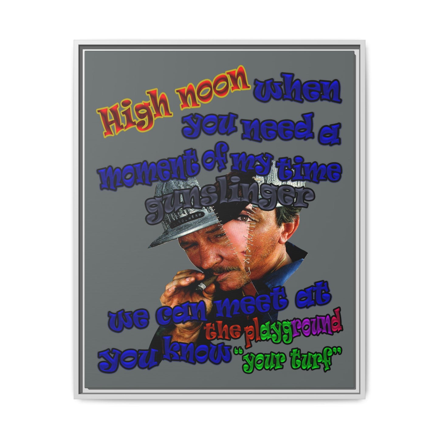 high noon - framed canvas art (dark grey)