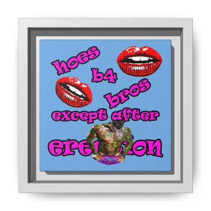 hoes b4 bros - framed canvas art (light blue)