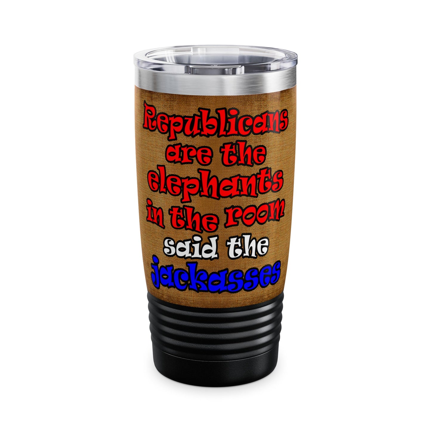 donkeys and elephants - Ringneck Tumbler, 20oz (brown papyrus)