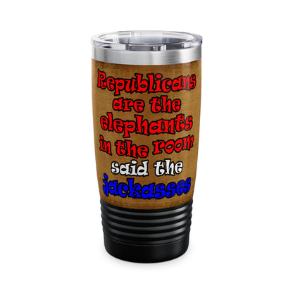 donkeys and elephants - Ringneck Tumbler, 20oz (brown papyrus)