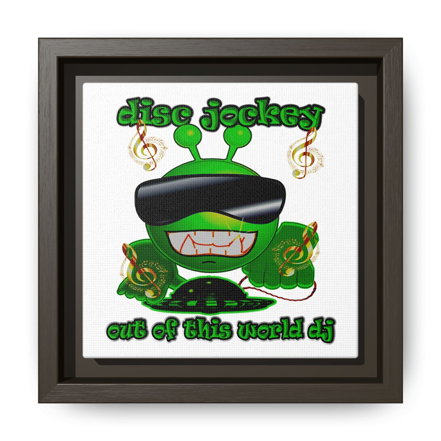 disc jockey - framed canvas art (white)