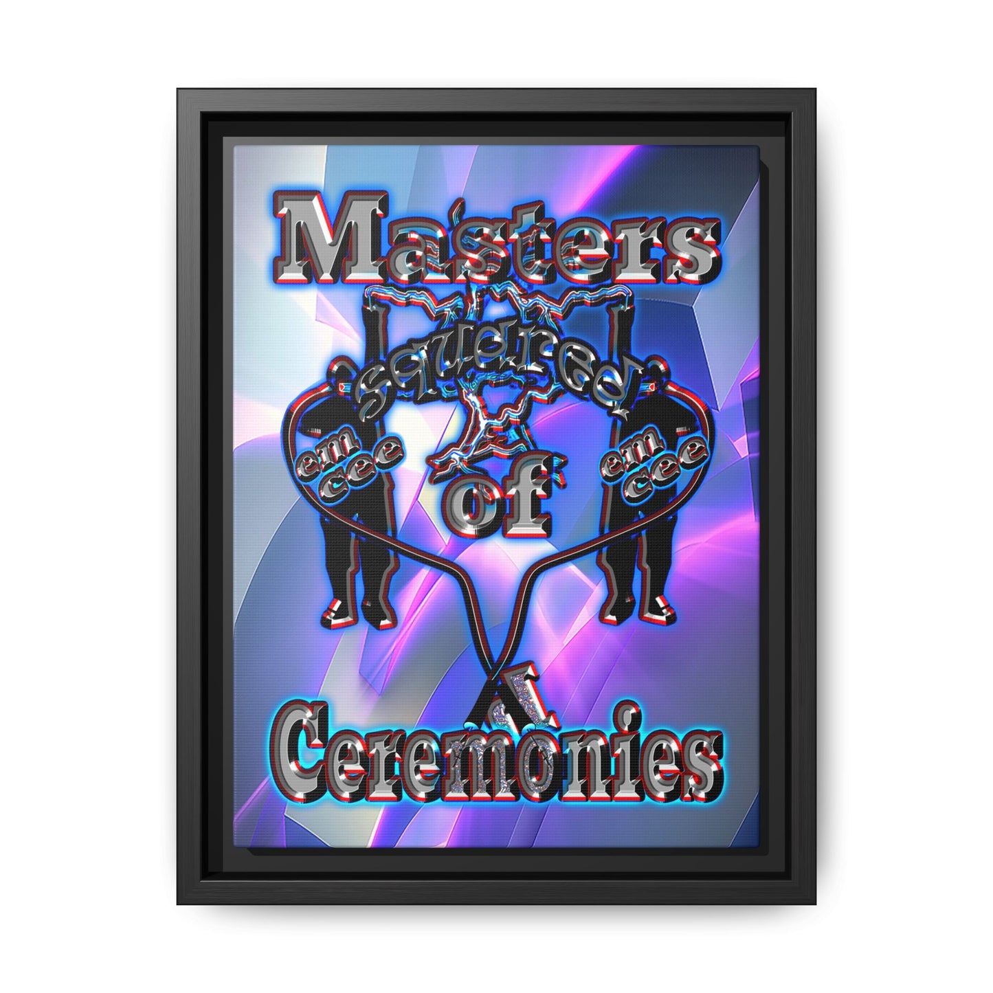 em cee squared - framed canvas art (grey-pink wave)