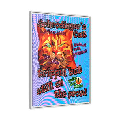 schrodinger's cat - framed canvas art (light blue-purple wave)