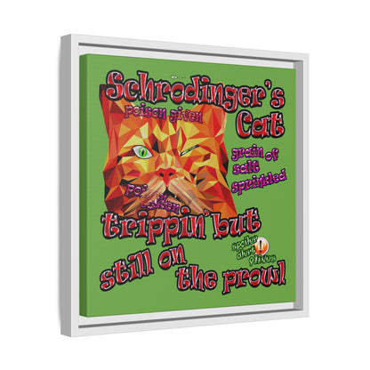 schrodinger's cat - framed canvas art (green)