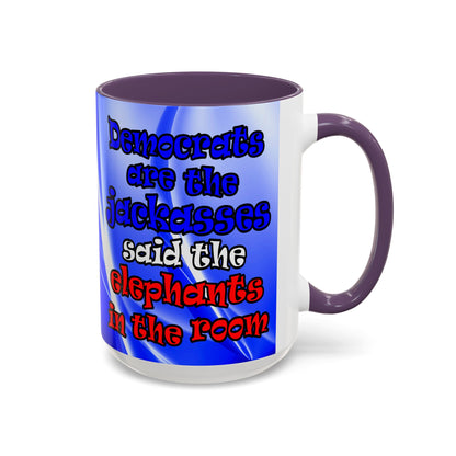 donkeys and elephants - Accent Mug (blue-white wave)