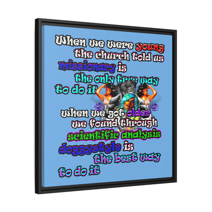 doggystyle - framed canvas art (light blue)