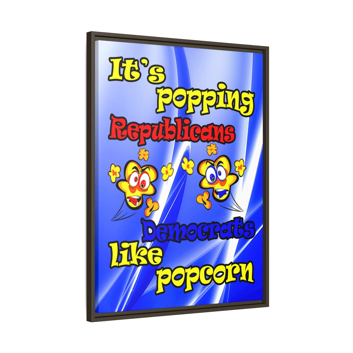 popping like popcorn - framed canvas art (blue-white wave)