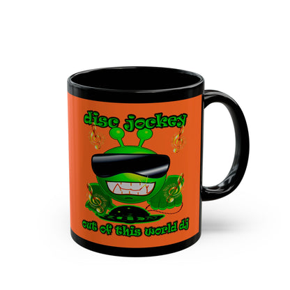 disc jockey - Black Mug (orange)