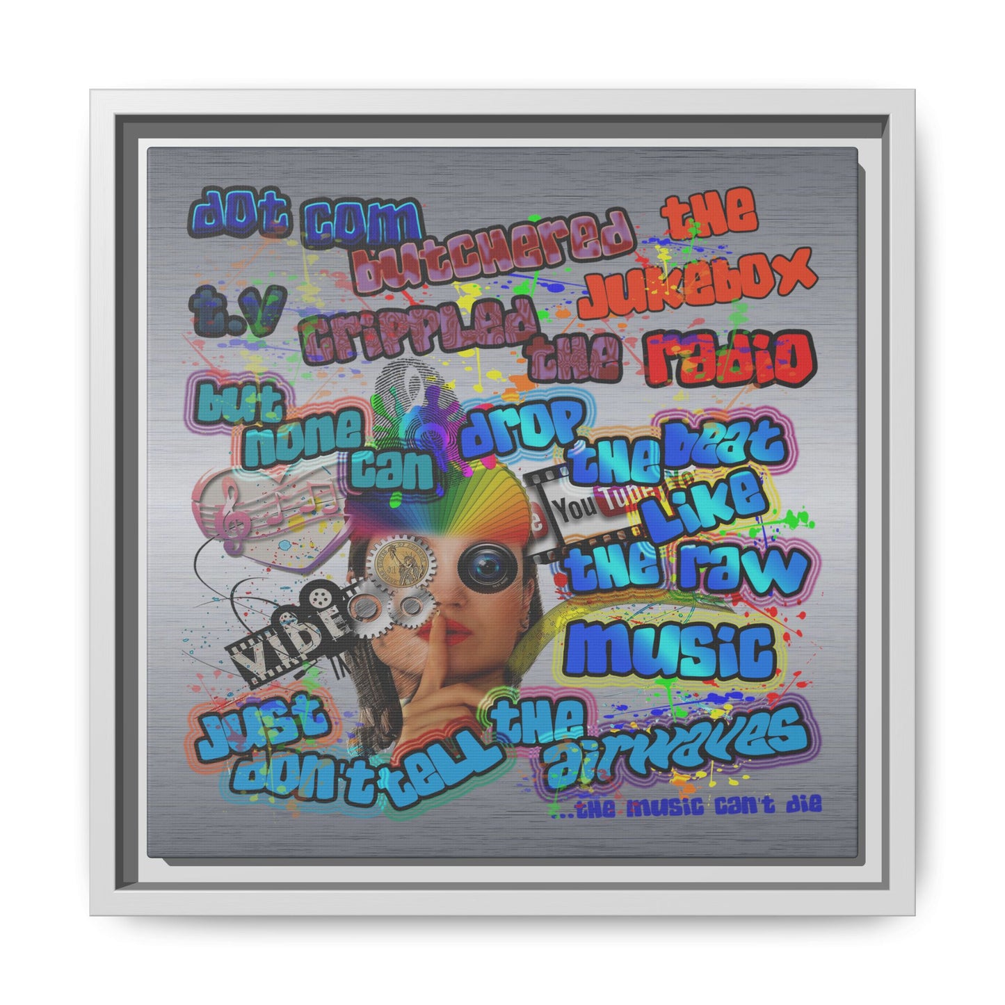 drop the beat - framed canvas art (brushed nickel)