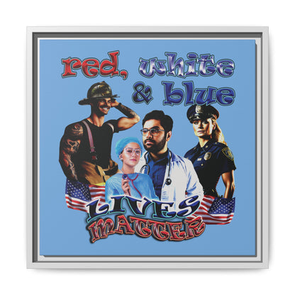 rw&b lives matter - framed canvas art (light blue)