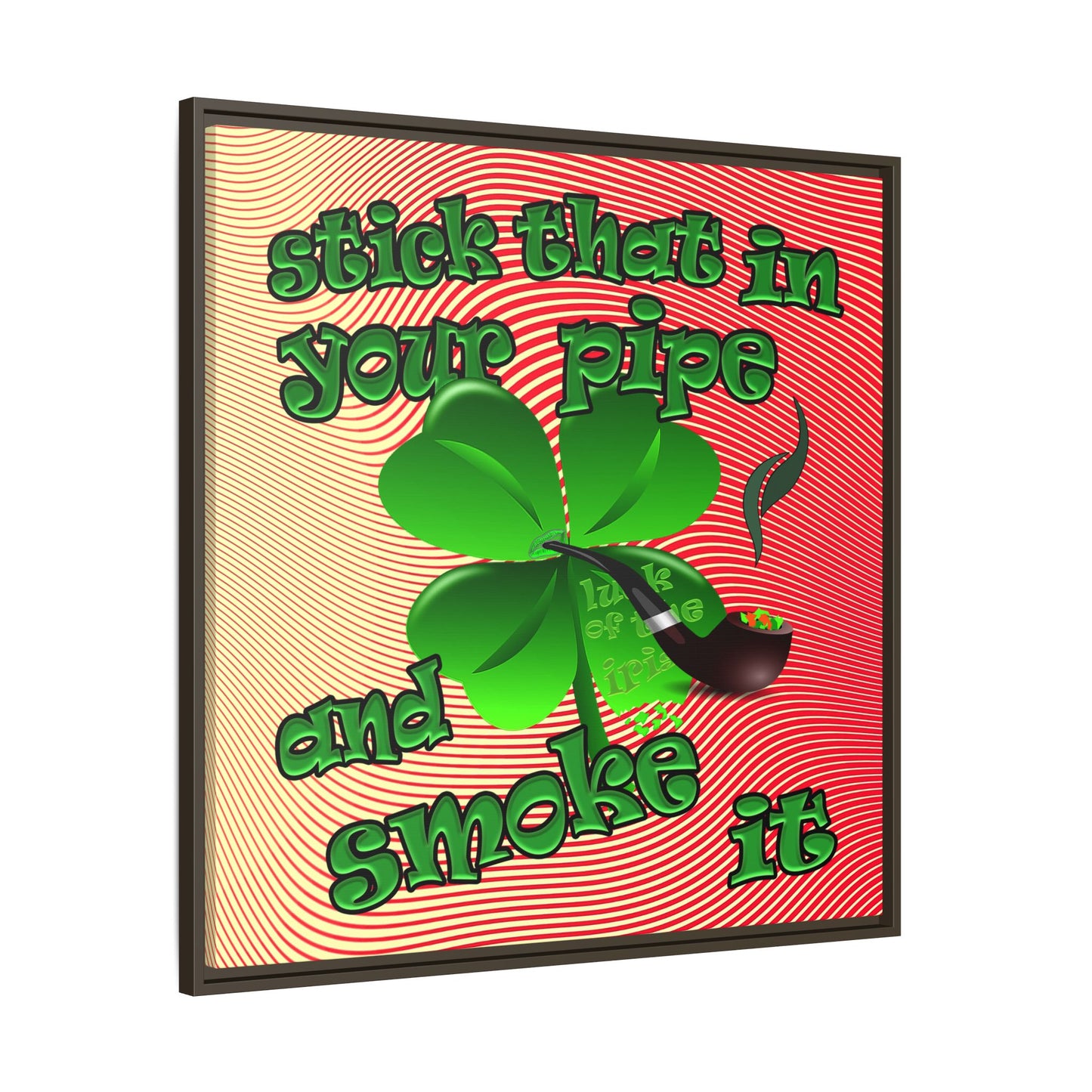 stick that in your pipe and smoke it - framed canvas art (yellow-orange wave)