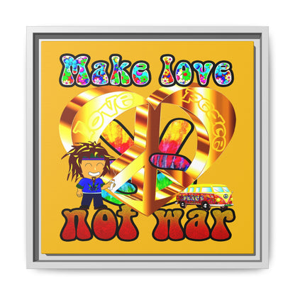 love peace - framed canvas art (yellow)