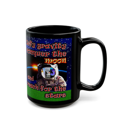 defy conquer reach - Black Mug ('snoops' background)